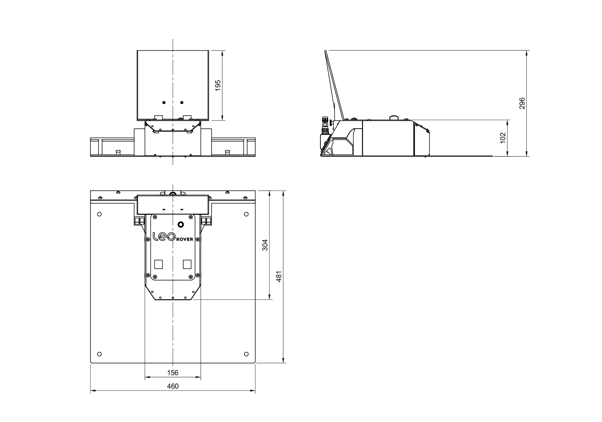Dimensions of Charging station for Leo Rover
